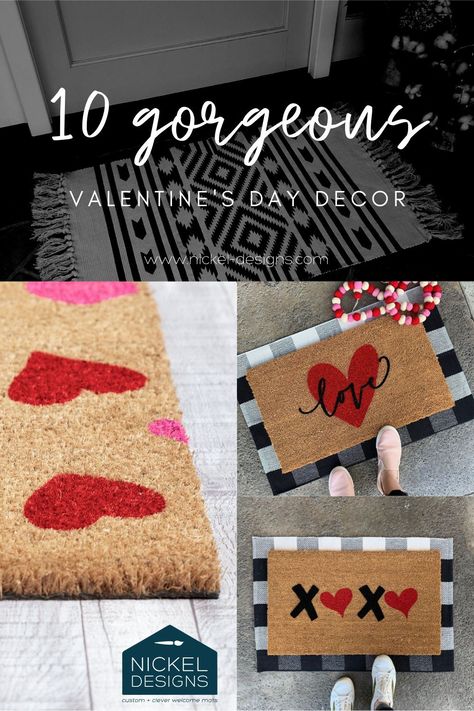 Valentine Door Mat Ideas, Valentines Door Mat Diy, Valentines Door Mat, Handmade Gifts For Bestie, Gifts For Bestie, Mat Ideas, Door Mat Diy, Valentine's Day Decor, Painted Rug