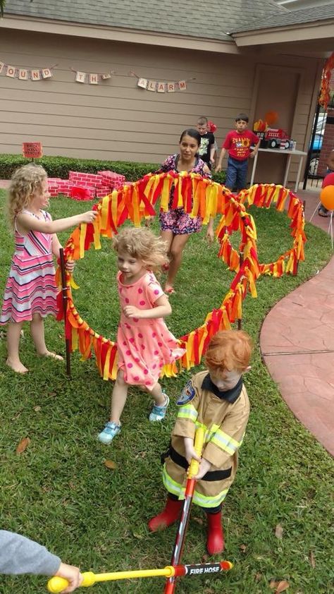 Ring of Fire ~ firefighter birthday games Firefighter Themed Birthday Party Games, Fire Truck Birthday Party Ideas Games, Fire Truck Birthday Party Activities, Firefighter Obstacle Course, Firefighter Birthday Games, Fire Truck Party Games, Fire Truck Birthday Party Games, Fireman Party Games, Firefighter Party Games