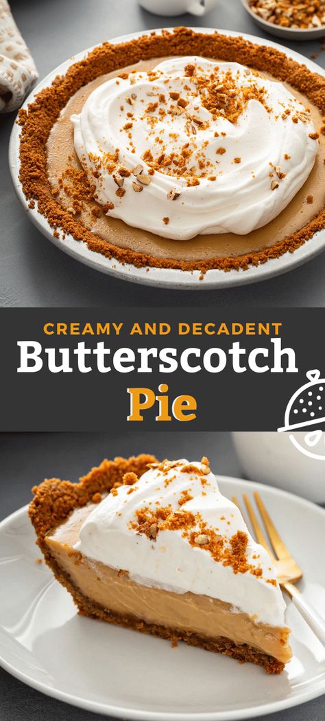 Biscoff Pie Crust Recipe, Pie, Best Butterscotch Pie Recipe, Butterscotch Mousse Recipe, Butterscotch Cream Cheese Pie, Butterscotch Pie Pudding, Butterscotch Pie With Jello Pudding, Best Cream Pie Recipes, One Pie Crust Desserts