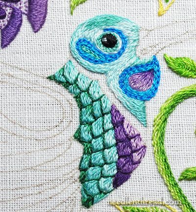 Macaw Art, Mermaid Embroidery, Garden Embroidery, Thread & Yarn, Bird Embroidery, Sewing Appliques, French Knots, Creative Embroidery, Needle Thread