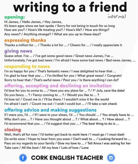 Resultado de imagen de cork english teacher How To Start A Letter To A Friend, Writing Expressions, Words Writing, Writing A Letter, Ielts Writing, Essay Writing Skills, Essay Writer, English Writing Skills, English Writing