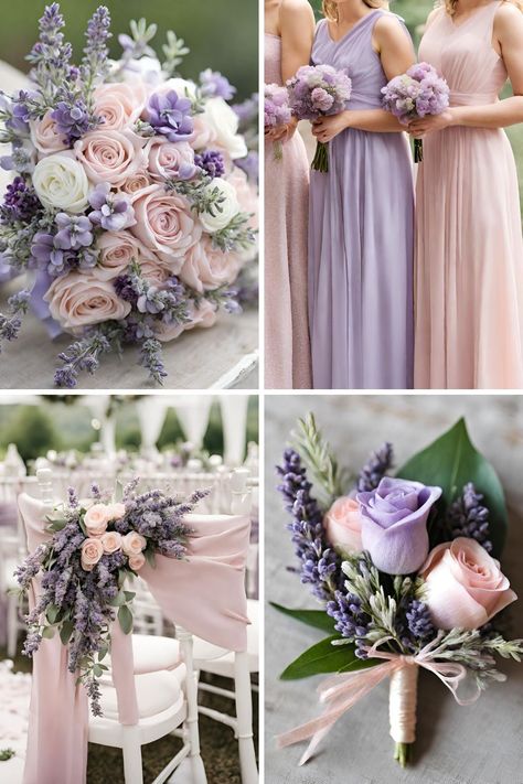 Gorgeous Lavender and Light Pink Wedding Color Ideas That Will Inspire You - Francisca's Bridal Lavender And Rose Wedding, Pink And Purple Wedding Aesthetic, Lilac And Pink Wedding Theme, Lilac And Blush Pink Wedding, Purple Spring Wedding Ideas, Lavender And Pink Wedding Decorations, Light Color Wedding Scheme, Light Purple And Pink Wedding, Lavender Purple Wedding Theme