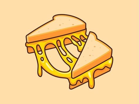 Snacks Illustration, Sandwich Drawing, Work Doodles, Cheese Cartoon, Cheese Drawing, Coffee Shop Logo, Logos Ideas, Vector Icons Illustration, Food Painting