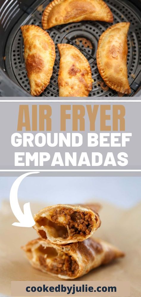 Ground Beef Empanadas, Turkey Empanadas, Empanada Discs, Beef Empanadas Recipe, Beef Tomato, Caramelized Onion Dip, Cheese Stuffed Mushrooms, Cooks Air Fryer, Beef Empanadas