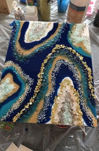 Taking my Geode Resin Art to a Larger Scale! – Paintings by Agnes Raisin Art, Resin Geode Wall Art, Epoxy Resin Geode, Geode Painting, Geode Wall Art, Geode Wall, Resin Geode, Diy Silicone, Blue Geode