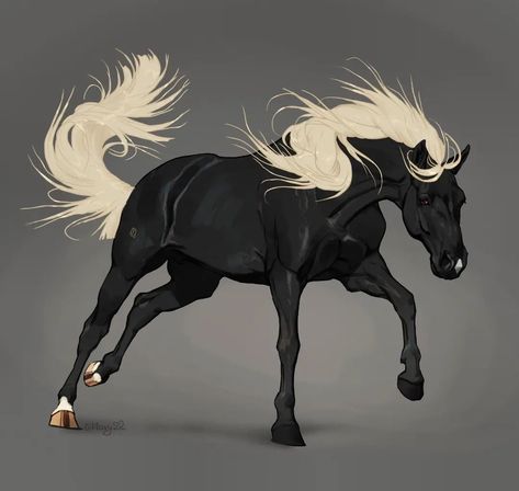 Warrior On Horse Drawing, Horses Drawing Reference, Horse Art Tutorial, Mare And Foal Drawing, Horse Looking Up, Black Horse Drawing, Horse Oc Art, Horse Concept Art, Horse Fantasy Art