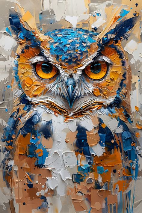 Acrylic Painting Owl, Owl Oil Painting, Owl Acrylic Painting, Owl Painting Acrylic, Abstract Animal Painting, Owl Paintings, Animal Oil Painting, Abstract Painting Acrylic Modern, Abstract Realism