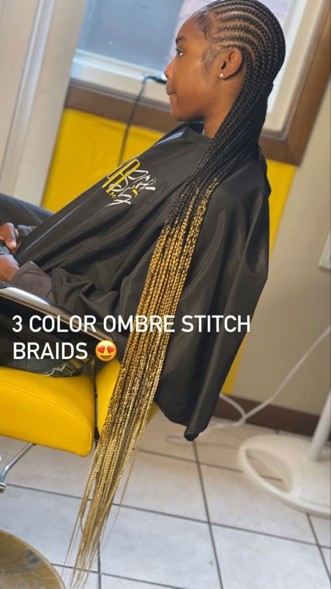 Orange Stitch Braids, Ombre Stitch Braids, Ombre Cornrows Braids, Braids With Ponytail, Baddie Braids, Holiday Braids, Tina Snow, Jamaica Trip, Protective Braids