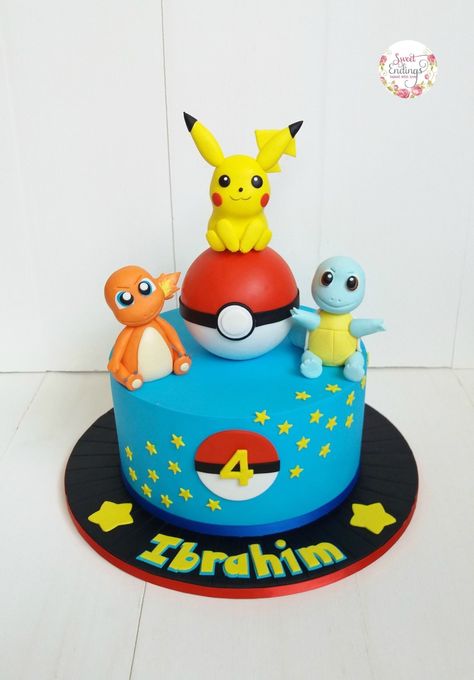 Pokemon Birthday Cakes Pikachu Charmander And Squirtle For This Pokemon Cake Novelty - birijus.com Pokemon Cake With Figurines, Pokemon Cake Charmander, Pokemon Cake Charizard, Pokemon Cakes Ideas, Pokemon Birthday Cake Boys, Pokemon Birthday Cakes, Tort Pokemon, Squirtle Cake, Pokemon Cake Ideas