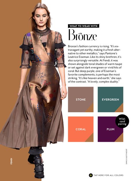 what to wear with InStyle Fall 2016 Bronze Instyle Color Crash Course, Color Crash Course, Fall Fashion 2022, Colour Combinations Fashion, Color Combinations For Clothes, Deep Autumn, Color Guide, Colour Combos, Soft Autumn