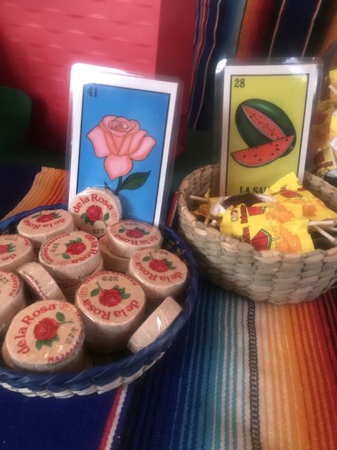 Loteria Candy Candy Loteria Halloween Party, Loteria Gender Reveal Party, Loteria Gender Reveal, Loteria Decorations Ideas, La Loteria Party Ideas, Loteria Theme Party Ideas, Loteria Decorations, Loteria Birthday Party Theme, Loteria Party Ideas Decoration