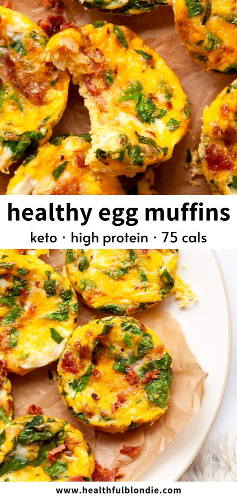 Keto Egg Bites, Egg Bites Recipe, Prep Breakfast, Low Calorie Breakfast, Cheese Spinach, Low Carb Meal Prep, Healthy High Protein Meals, High Protein Low Calorie, Egg Muffins