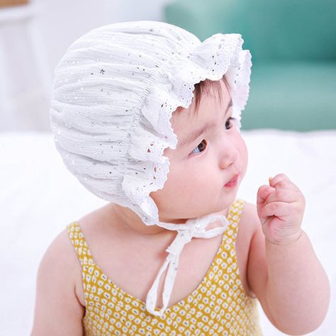 Newborn Baby Caps, Beach Bucket Hat, Princess Hat, Baby Spring, Bonnet Hat, Sparkling Stars, Summer Lace, Baby Bonnet