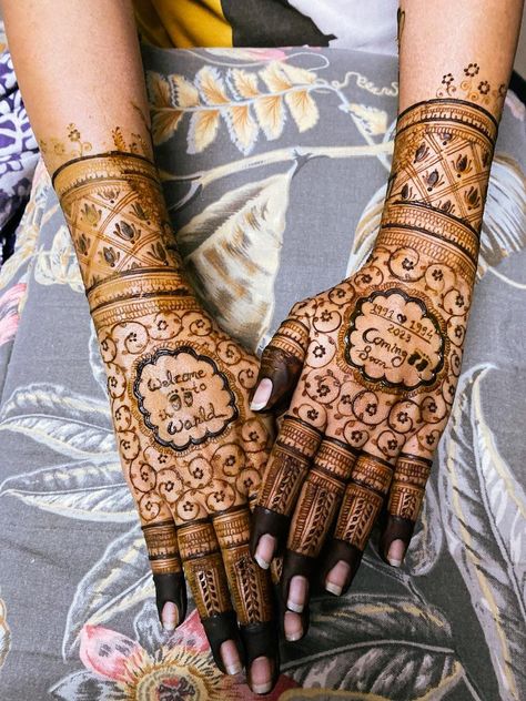 Naming Ceremony Mehendi Design, Baby Shower Mehndi Back Hand, Name In Mehndi Design, Kanku Pagla Mehndi For Hand, Simple Baby Shower Mehendi Designs, Mehndi Designs For Baby Shower Function, Baby Shower Mehendi Designs Latest, Baby Shower Mehendi Designs, Baby Mehendi