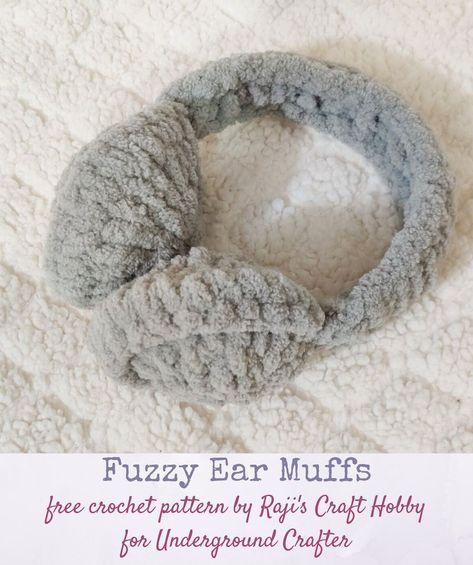 Earmuff Crochet Pattern, Crochet Earmuff Headband, Crochet Earmuffs Pattern, Diy Ear Muffs, Crochet With Chenille Yarn, Chenille Yarn Patterns, Crochet Ear Muffs Free Pattern, Crochet Earmuffs Free Pattern, Fuzzy Yarn Crochet Projects