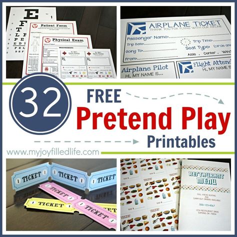 My Joy Filled Life has a huge list of FREE Pretend Play Printables! I was so impressed with this list of resources. it will keep any child busy fo Pretend Play Printables, Play Printables, Dramatic Play Printables, Dramatic Play Preschool, Dramatic Play Area, Dramatic Play Centers, Printables For Kids, Dramatic Play, Craft Activities For Kids