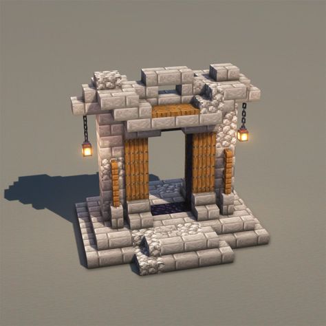 Minecraft Easter Island Head, Minecraft Dome Roof Design, Portal Building Minecraft, Medieval Portal Minecraft, Minecraft Sculptures Easy, Minecraft Aesthetic Storage Room, Minecraft Carpenter House, Midievil Minecraft Build, Mc Nether Portal Design