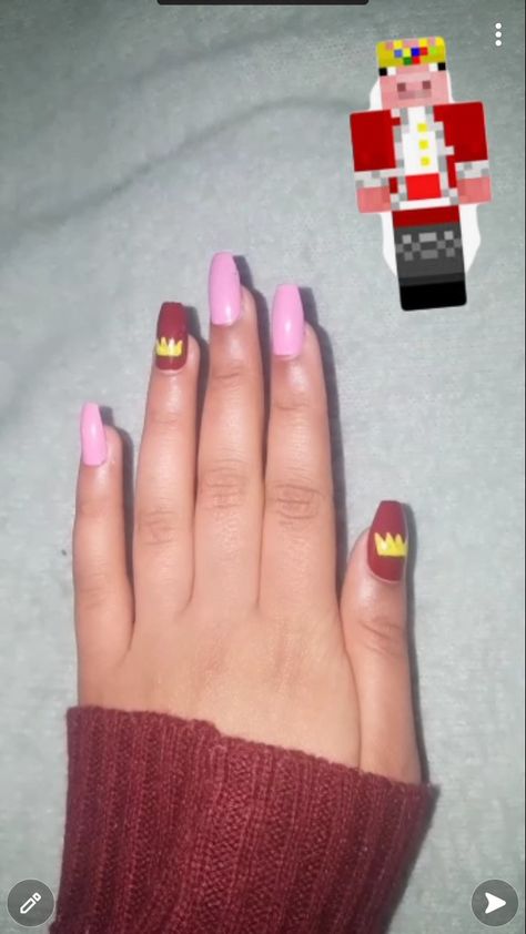 Dream Nails Mcyt, Dsmp Inspired Nails, Dsmp Nail Designs, Lovejoy Nails Ideas, Highschool Designs, Tommyinnit Nails, Technoblade Nails, Egirl Nails Ideas, Techno Nails