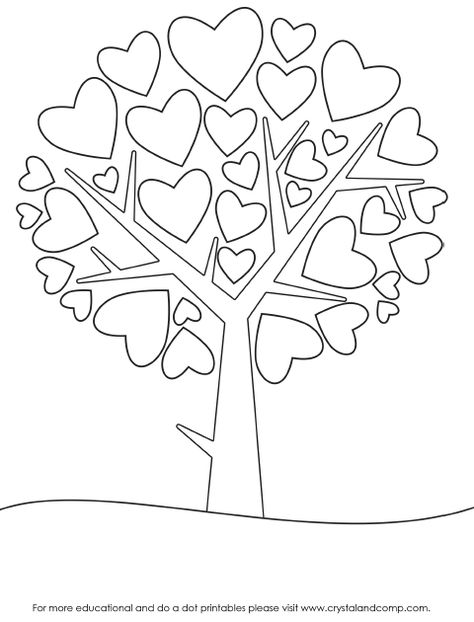 Love Heart Template, Heart Coloring Pages, Love Decorations, Do A Dot, Preschool Valentines, Heart Template, Pola Sulam, Kids Coloring, Heart Tree