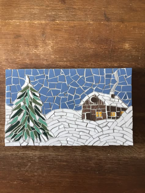 Mosaic Winter Scene, Snowflake Mosaic, Winter Mosaic, Mosaics For Kids, Cat Mosaic, Mosaic Christmas, Landscape Mosaic, Christmas Mosaics, Mosaic Tray