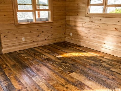 Rough cut lumber - that floor in our Spanish house Cabin Walls, Sawmill Lumber, Rough Cut Lumber, Pine Cabin, Pine Flooring, Rustic Wood Floors, Loft Style Bedroom, Creek House, River Birch