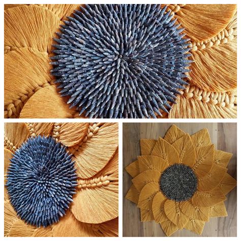 Macrame Sunflower, Macrame Flowers, Diy Macramé, Jute Flowers, Macrame Wedding Backdrop, Macrame Knots Pattern, Macrame Wedding, Macrame Patterns Tutorials, Diy Macrame