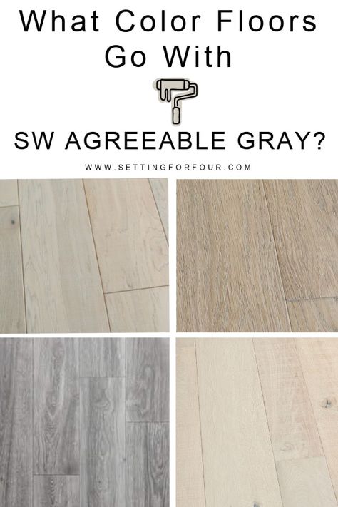 What color floors go with Agreeable Gray SW 7029? Learn all the flooring colors that look best with SW Agreeable Gray. And what color floors don't work with Agreeable Gray. #paint #colors #agreeable #gray Rooms Painted With Agreeable Gray, Flooring That Goes With Grey Walls, Sw7029 Agreeable Gray, Living Room With Agreeable Gray Walls, Agreeable Gray Living Room Ideas, Agreeable Gray Coordinating Paint Colors, What Colors Go With Agreeable Gray, Paint Colors That Go With Agreeable Grey, Sherwin Williams Agreeable Gray Kitchen