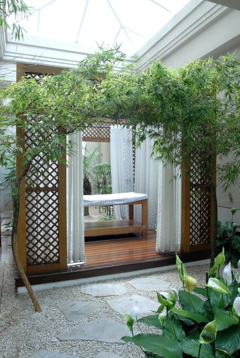 Spa Room Ideas Estheticians, Outdoor Massage, Spa Room Ideas, Massage Room Ideas, Ayurvedic Spa, Massage Room Decor, Massage Therapy Rooms, Home Spa Room, Dream Spa