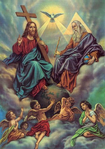 https://flic.kr/p/6aUn3o | Holy Trinity | Holy Trinity is one. Feel freee to copy it to spread to the people of the world for God alone. ------------------------------ La Santísima Trinidad es uno. Church Songs, Jesus Christ Art, Queen Of Heaven, Holy Father, Jesus Christ Images, Jesus Art, Holy Ghost, God The Father, Catholic Art