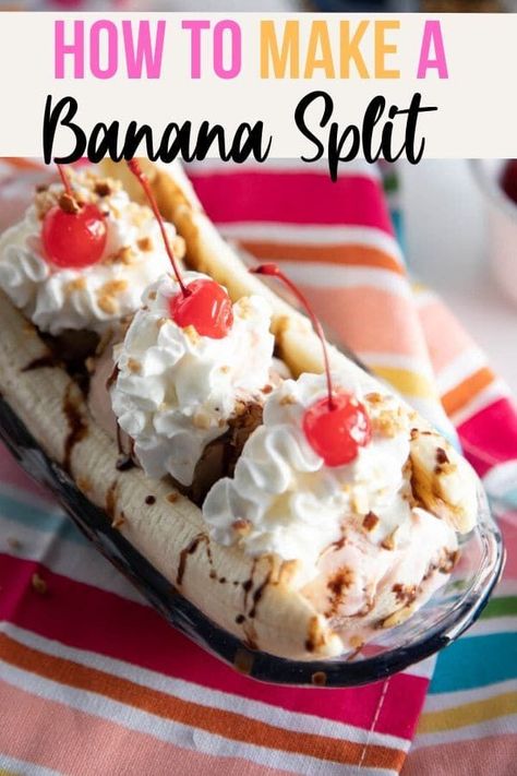 Homemade Banana Split, Banana Split Dessert Ice Cream, Banana Split Bar, Banana Split Dessert Recipes, Banana Split Recipes, Ice Cream From Scratch, Banana Split Ice Cream, Banana Split Dessert, Creamy Ice Cream