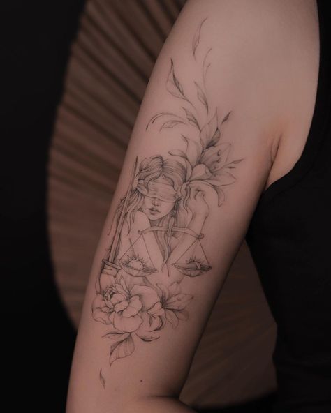 Themis is the Goddess of justice ⚖️ | Instagram Feminine Anchor Tattoo, Feminine Compass Tattoo, Japanese Tattoo Ideas, Feminine Cross Tattoo, Tato Salib, Tattoo Japanese Style, Artsy Tattoos, Goddess Of Justice, Lace Tattoo Design