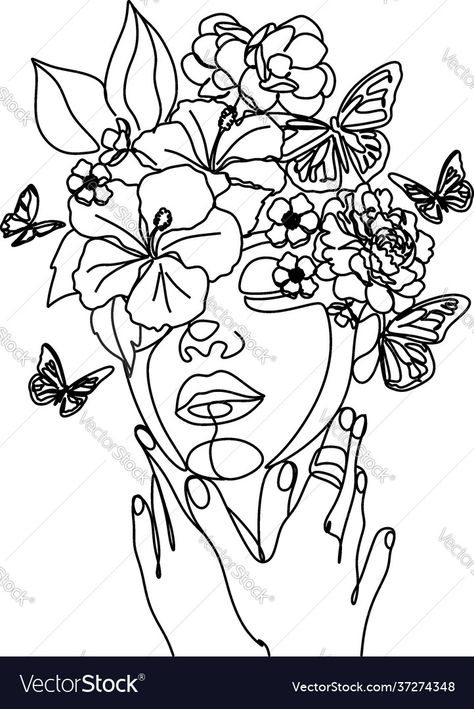 Butterfly Line Art, One Line Portrait, Woman Line Drawing, Line Art Couple, Nature Symbols, Portrait Minimalist, Couple Wall Art, Line Portrait, Minimalist Portrait