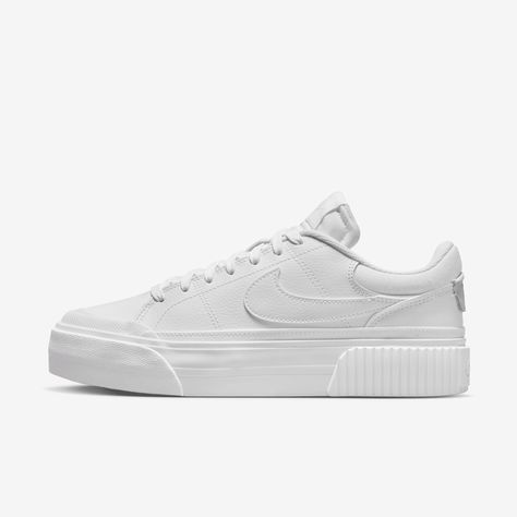 Nike Womens Court Legacy, Nike Court Legacy Lift, Court Legacy Lift, Buty Marki Nike, Nike Court Legacy, White Nike Shoes, White Tennis Shoes, Tenis Nike, White Shoes Women