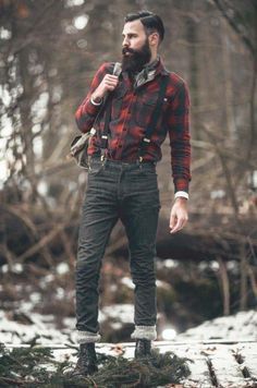 HIPSTER LUMBERJACK Guys Portrait, Beard Inspiration, Lumberjack Outfit, Adirondack Cabin, Beard Styling, Lumberjack Style, Lumber Jack, Morning Wood, Estilo Hipster