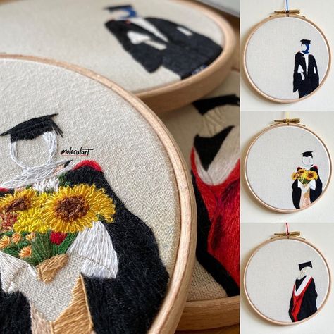 Graduation Portraits, Diy Embroidery Designs, Hand Embroidery Art, Diy Embroidery, Embroidery And Stitching, Punch Needle, Paper Crafts Diy, Embroidery Art, Crafts Diy