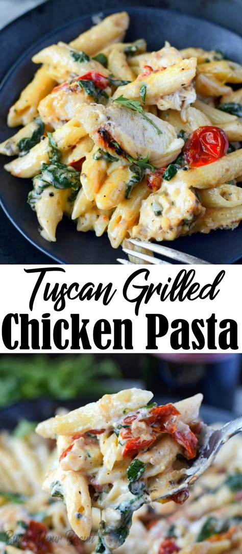 Grilled Chicken Pasta Recipes, Tuscan Grilled Chicken, Roasted Tomato Recipes, Grilled Chicken Pasta, Roasted Tomato Pasta, Tuscan Chicken Pasta, Easy Chicken Dinner Recipes, Tuscan Chicken, Chicken Pasta Recipes