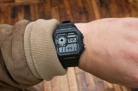 The Value Proposition: The Casio AE1200WH-1A World Timer, At Less Than One Dollar Per Time Zone - HODINKEE Casio Royale, Vintage Shoes Men, Timer Watch, Casio Vintage Watch, Aesthetic 80s, Casio Digital, Mens Watch Brands, Casio Vintage, Survival Stuff