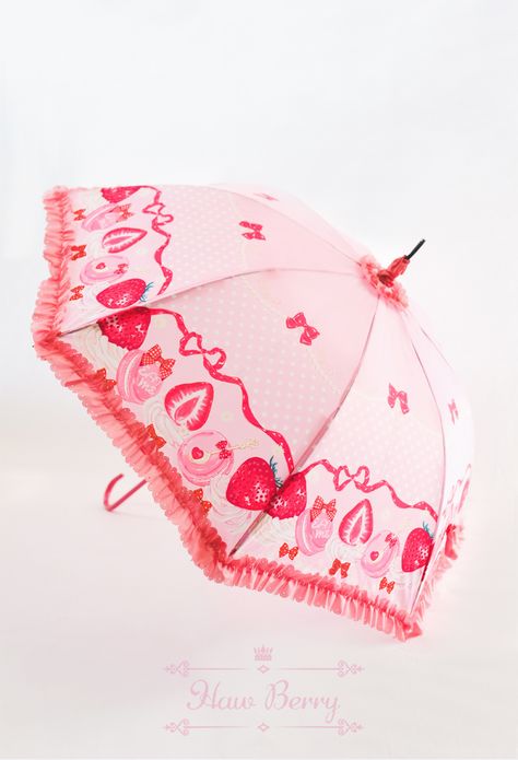 Kawaii Strawberry Aesthetic, Kawaii Parasol, Parasol Aesthetic, Strawberry Umbrella, Kawaii Umbrella, Strawberry Fashion, Strawberry Accessories, Strawberry Clothes, Strawberry Clothing