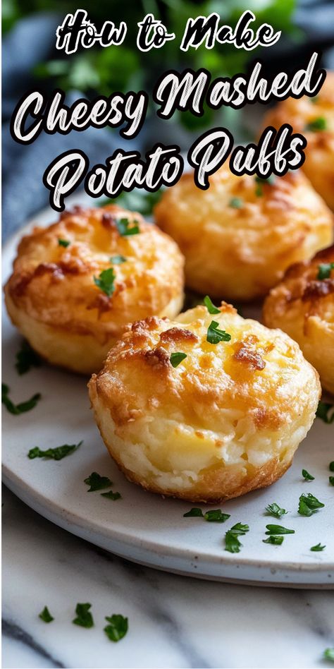 Cheesy Mashed Potato Puffs Cheesy Mashed Potato Puffs Cooktop Cove, Mashed Potato Dip, Double Mashed Potatoes Recipe, Mashed Potato Hashbrowns, Mashed Potatoes In Muffin Tin Recipe, Mashed Potatoes Puffs Recipe, Mashed Potato Variations, Potato Cups Recipe, Potatoe Cheese Balls