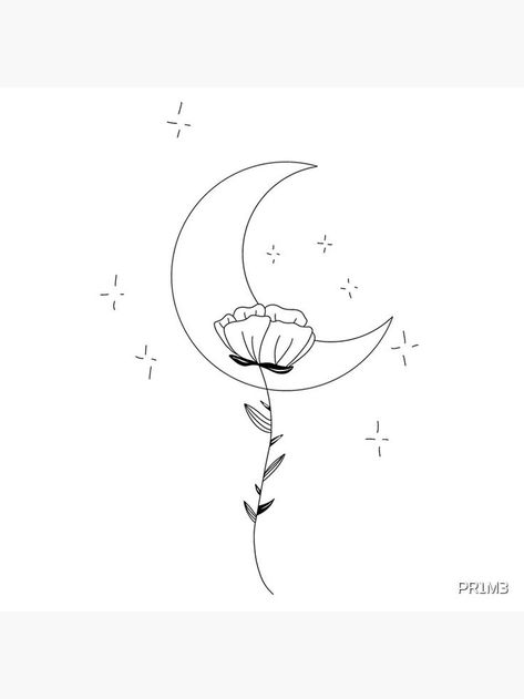 Moonflower Tattoo, Hydrangea Painting, Moon Tattoo Designs, Mother Tattoos, Emo Makeup, Subtle Tattoos, Moon Flower, Room Signs, Moon Tattoo