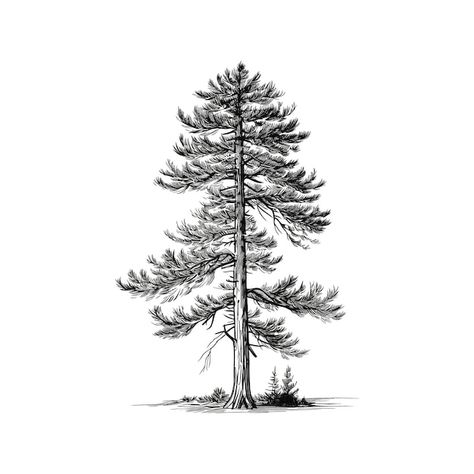 Sketch Pine Tree, Lodgepole Pine Tree, White Pine Tree Drawing, Jack Pine Tree, Pine Drawing, Pine Tree Sketch, Trees Drawing Tutorial, Lodgepole Pine, Pine Tree Drawing