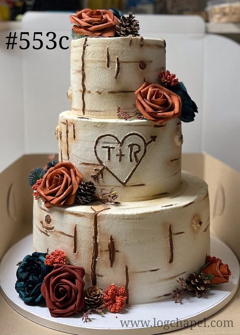 Cake Gallery - Gatlinburg's Little Log Wedding Chapel Mudding Wedding, Mudding Wedding Cakes, Country Wedding Cake Ideas, Wedding Cakes 2 Tier, Farmhouse Wedding Cake, Grooms Cake Hunting, Grooms Cake Ideas, Cowboy Wedding Cakes, Western Wedding Cake