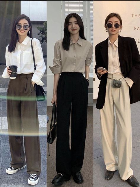 "We'd be fools to fall in a place like this. But one act of fo… #fanfiction #Fanfiction #amreading #books #wattpad Business Casual Women Aesthetic, Retail Assistant Outfit, Startup Outfit Women, Interview Outfit Black Pants, Tie Up Shirt Outfit, Formal But Casual Outfits, Formal Korean Outfits For Women, Loose Pants Outfit Korean, Titas Outfit