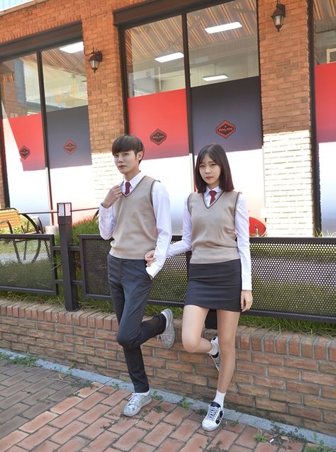 Korean School Uniforms - Official Korean Fashion School Uniforms Korean, Ulzzang School, Private School Uniforms, Korean School, Anime Uniform, High School Uniform, School Uniform Fashion, School Uniform Outfits, 17 Kpop