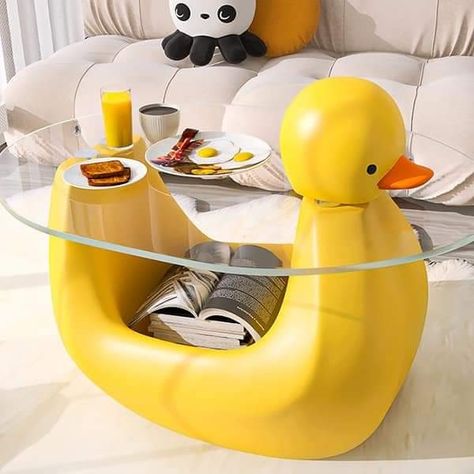 Duck Table, Duck Stuff, Art Deco Ideas, Weird Furniture, Accent Wall Designs, Rubber Duckies, Unique Furniture Pieces, Storage Table, Funky Decor