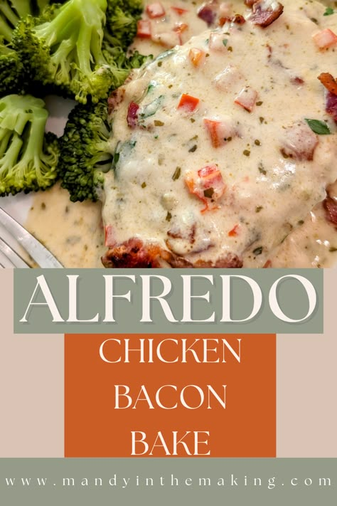 Alfredo Chicken Bacon Bake — Mandy in the Making | Meals & More on YouTube Mandy In The Making Recipes, Mandy In The Making, Healthy Pork Chop Recipes, Chicken Bacon Alfredo, Alfredo Chicken, Healthy Pork, Skillet Pan, Supper Ideas, Gobble Gobble