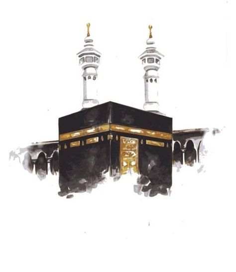 Kahbah Picture, Hajj Mubarak Calligraphy, Kabah Drawing, Kaabah Makkah Aesthetic, Kaba Wallpaper, Kaaba Background, Mecca Drawing, Kaba Art, Kaaba Drawing