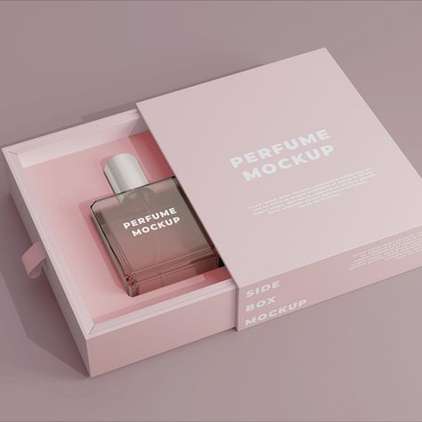 Perfume Packaging Mockup 3 Product Mockup Perfume Box Design Packaging, Perfume Packaging Design Boxes, Perfume Mockup, Product Advertisement, Perfume Logo, Mockup Packaging, Mockup Product, Side Box, Fragrance Packaging