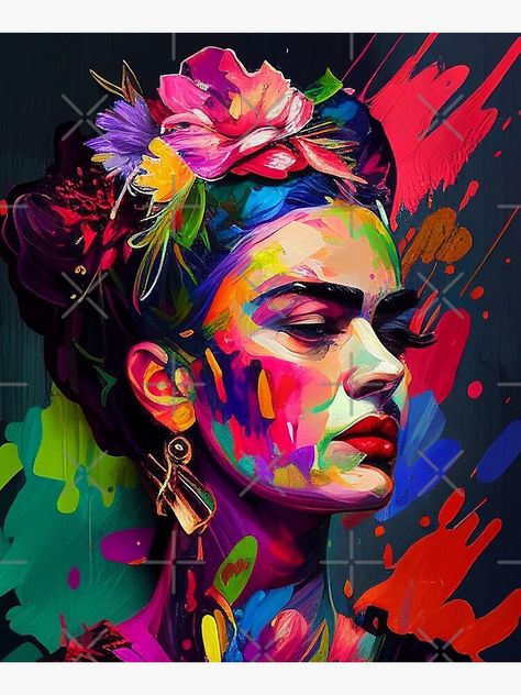 "Frida Kahlo  " Mounted Print for Sale by SanzidaDesign Painting Ideas For Women's Day, Frida Kahlo Acrylic Paintings, Frida Kahlo Prints, Friday Kahlo, Frida Kahlo Artwork, Frida Paintings, Frida Kahlo Quotes, Frida Kahlo Paintings, Kahlo Paintings