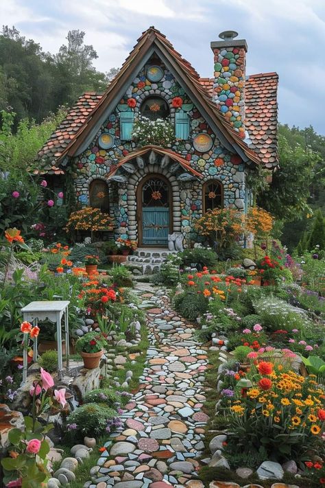 Cottage Garden House, Mexican Houses, Whimsical House, Fairytale Houses, Witches Cottage, Whimsical Cottage, Colorful House, Fairytale House, Cute Little Houses